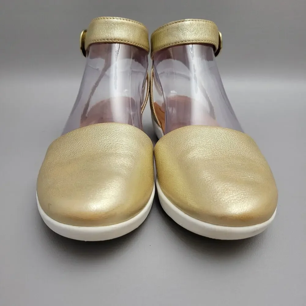 Fitflop Fit Flop Cova Womens Size 6 Ankle Strap Closed Toe Sandal Metallic Gold